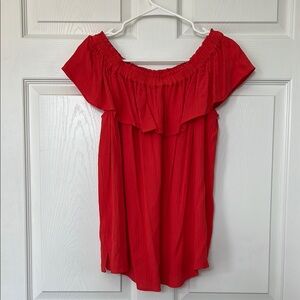 Red-Orange Off-Shoulder Women's Top